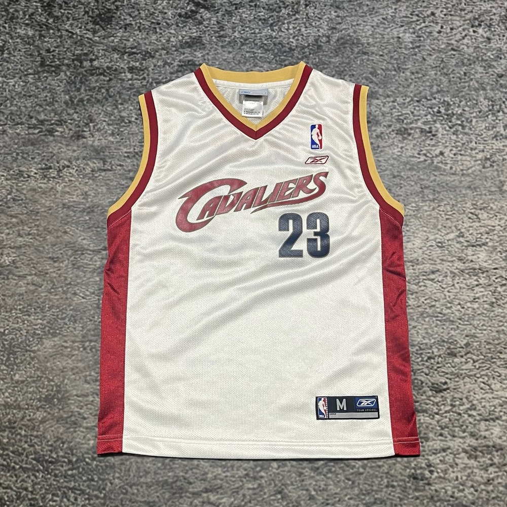 Lebron James Cleveland Cavaliers Reebok Jersey Youth Medium NBA White Vintage
